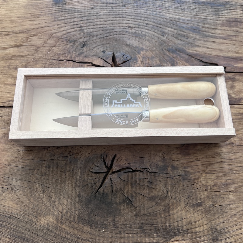 COFFRET 2 COUTEAUX DE TABLE PALLARES BUIS 10CM 2