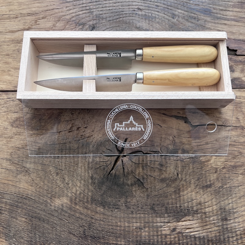 COUTEAU PALLARES COFFRET 2 COUTEAUX DE TABLE PALLARES BUIS 12CM 1