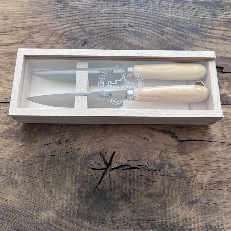 COFFRET 2 COUTEAUX DE TABLE PALLARES BUIS 12CM 3