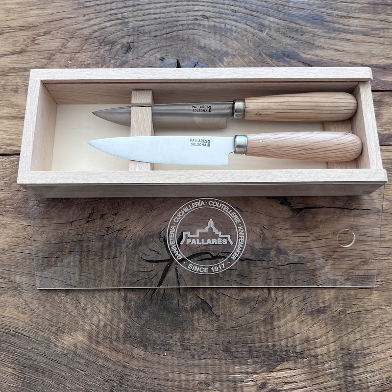 COUTEAU PALLARES COFFRET 2 COUTEAUX DE TABLE PALLARES CHENE 10CM 1