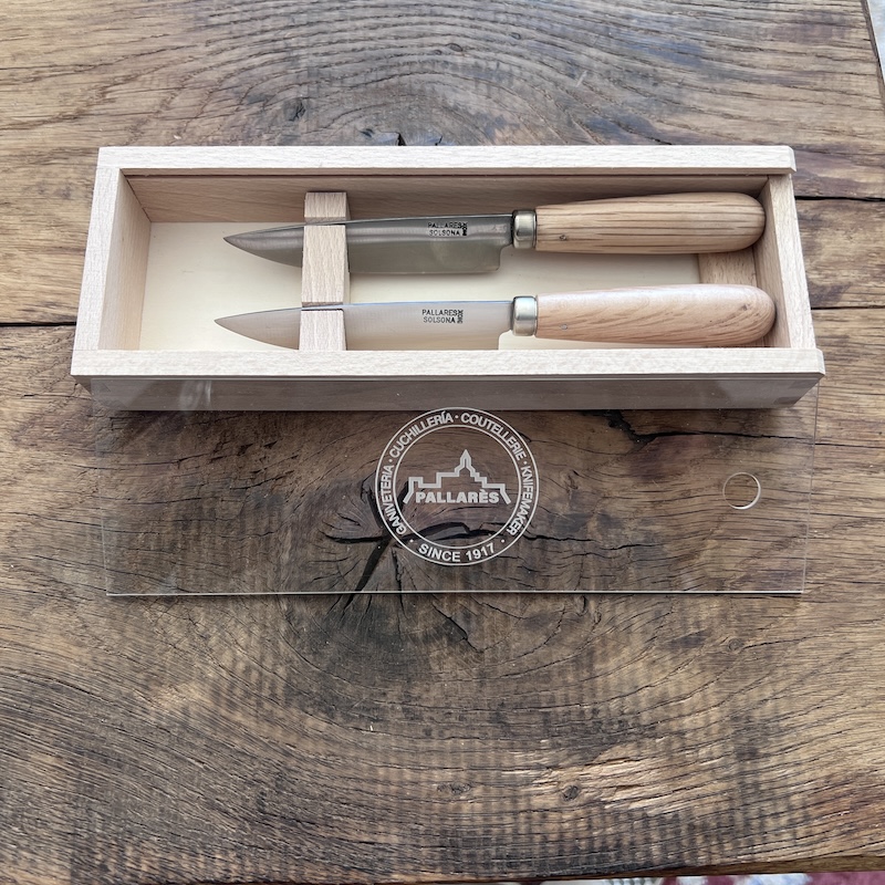 COUTEAU PALLARES COFFRET 2 COUTEAUX DE TABLE PALLARES CHENE 10CM 2