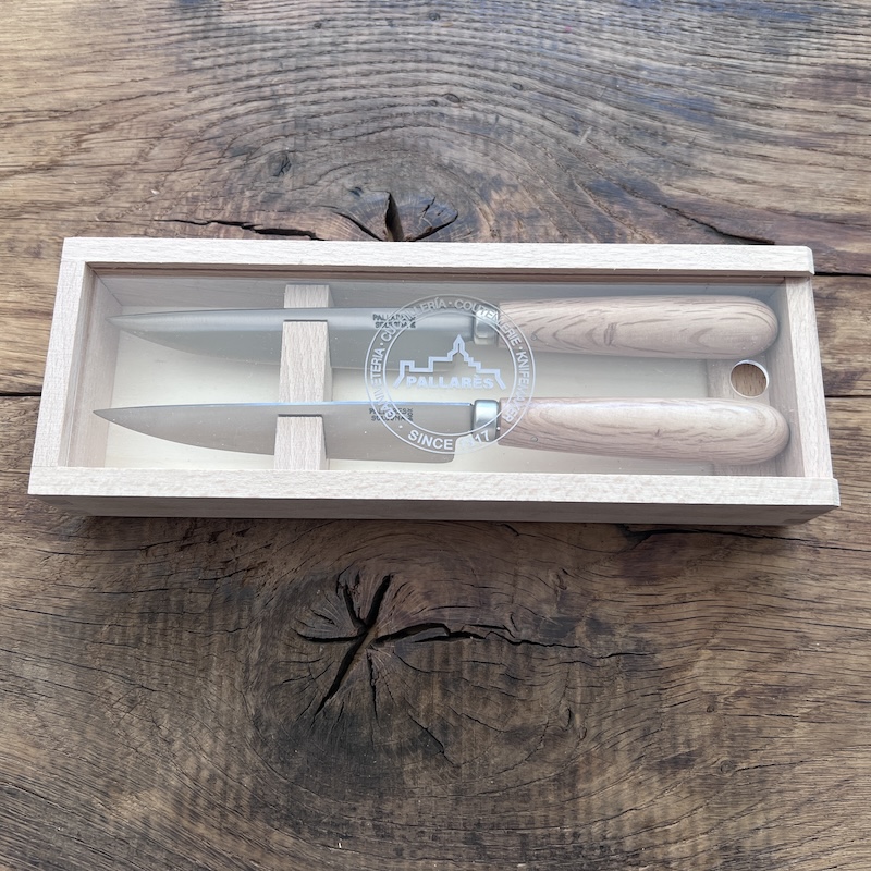 COFFRET 2 COUTEAUX DE TABLE PALLARES CHENE 12CM 1