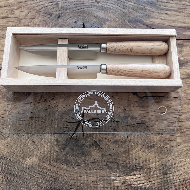 COUTEAU PALLARES COFFRET 2 COUTEAUX DE TABLE PALLARES CHENE 12CM 2