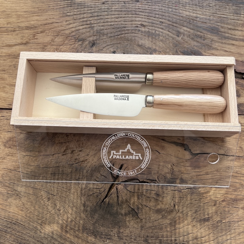 COUTEAU PALLARES COFFRET 2 COUTEAUX DE TABLE PALLARES CHENE SAUGE 11CM 1