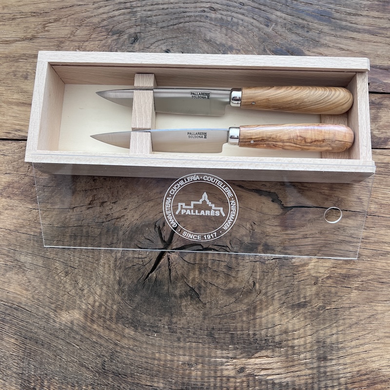 COUTEAU PALLARES COFFRET 2 COUTEAUX DE TABLE PALLARES OLIVIER 10CM 1