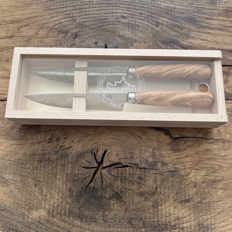 COFFRET 2 COUTEAUX DE TABLE PALLARES OLIVIER 12CM 1