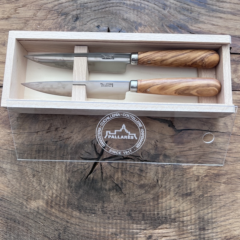 COUTEAU PALLARES COFFRET 2 COUTEAUX DE TABLE PALLARES OLIVIER 12CM 2