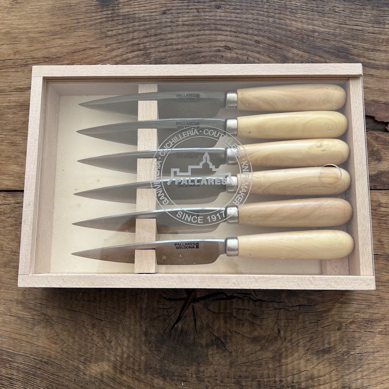 COFFRET COUTEAUX DE TABLE PALLARES BUIS SAUGE 11CM 2