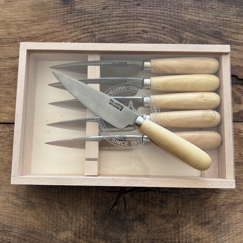 COUTEAU PALLARES COFFRET COUTEAUX DE TABLE PALLARES BUIS SAUGE 11CM 3