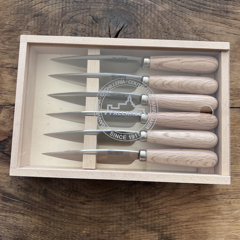 COFFRET COUTEAUX DE TABLE PALLARES CHENE SAUGE 11CM 1