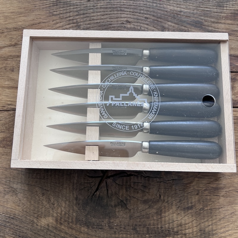 COFFRET COUTEAUX DE TABLE PALLARES EBENE SAUGE 11CM 1