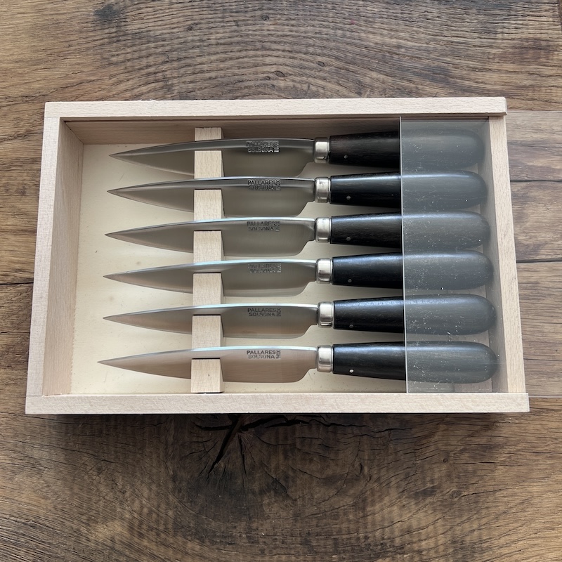 COUTEAU PALLARES COFFRET COUTEAUX DE TABLE PALLARES EBENE SAUGE 11CM 2