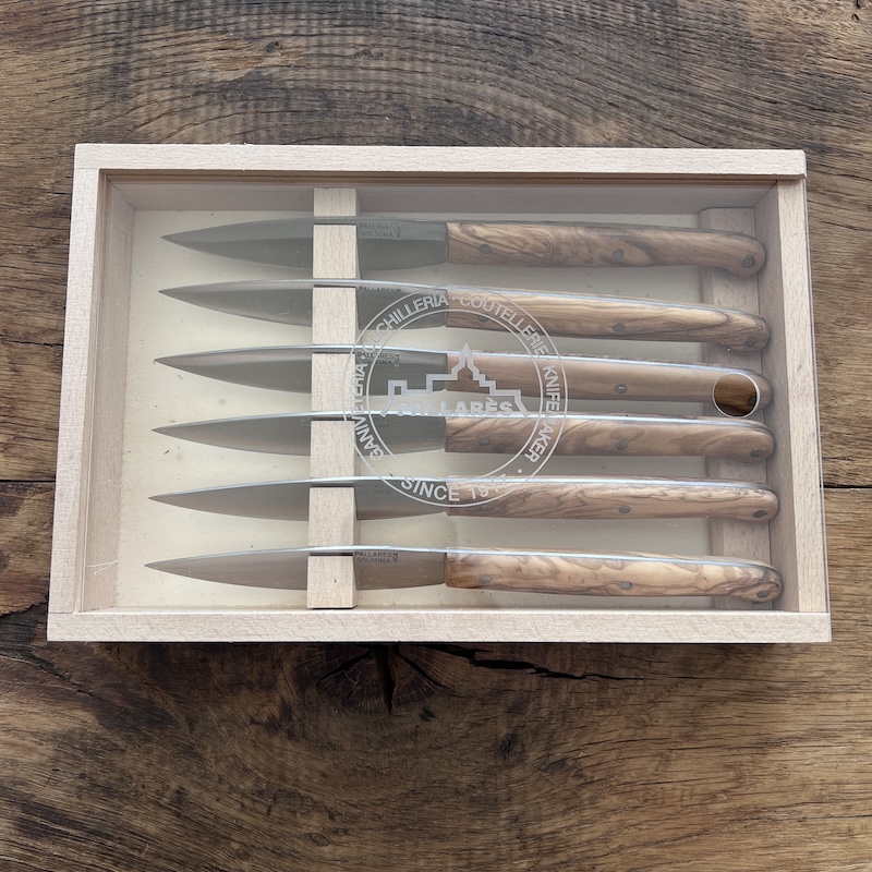 COFFRET DE 6 COUTEAUX DE TABLE PALLARES FIN OLIVIER