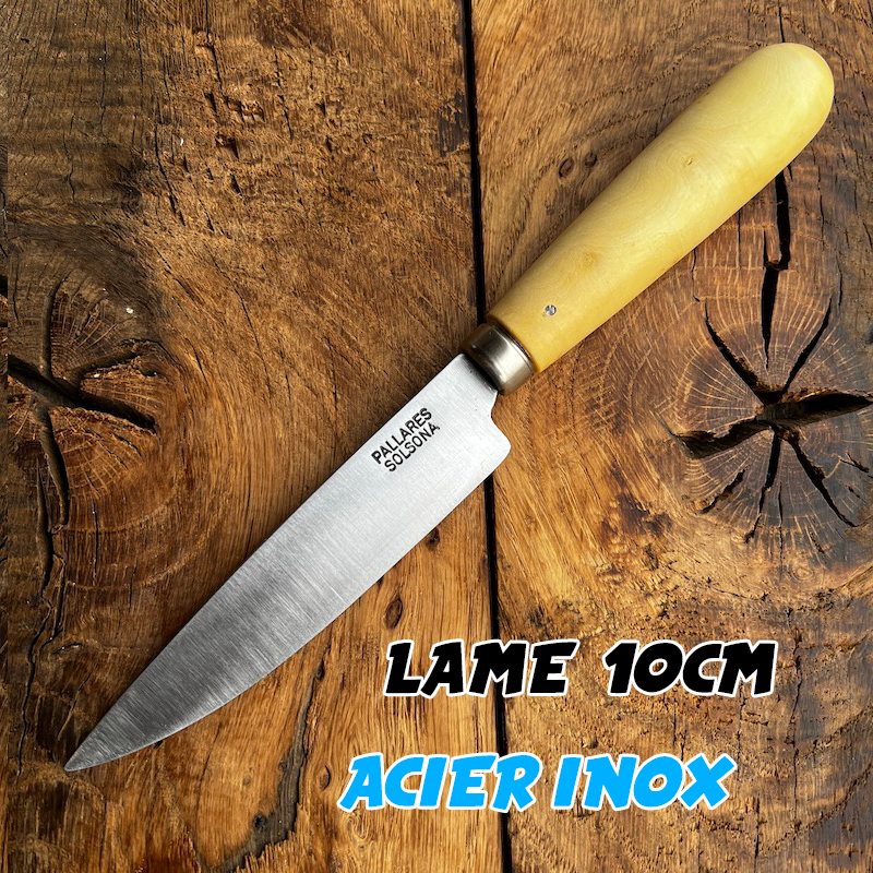 COUTEAU PALLARES DROIT BUIS INOX 10CM