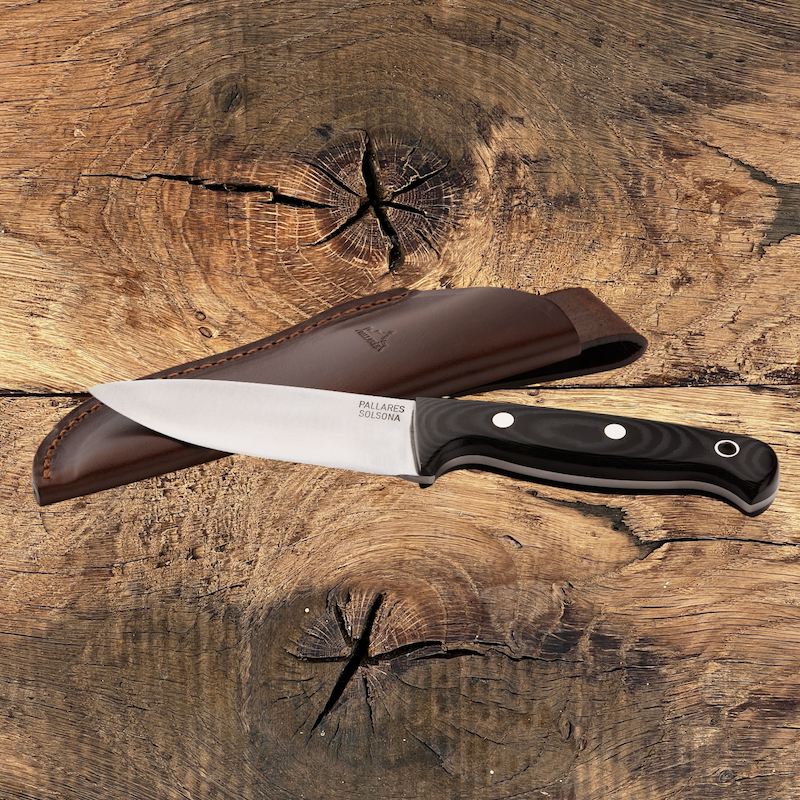 COUTEAU DE CHASSE PALLARES BUSHCRAFT MICARTA 13CM CARBONE