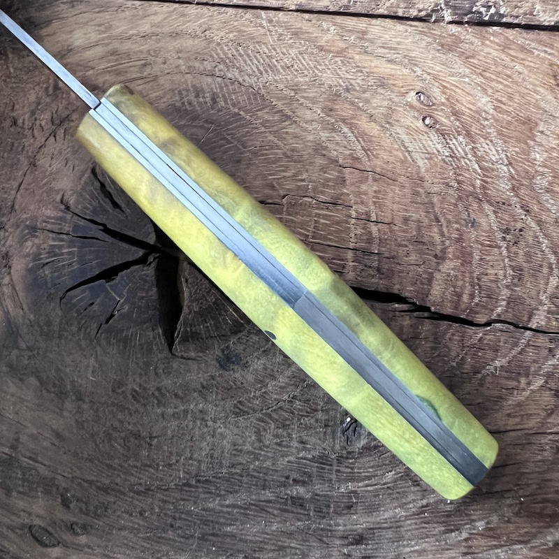 couteau pallares pliant busa bois stabilise jaune carbone 00002 COUTEAU PALLARES PLIANT BUSA BOIS STABILISE JAUNE CARBONE 00002