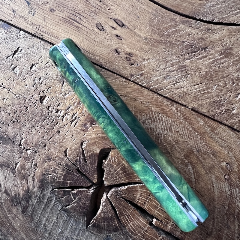 couteau pallares pliant busa bois stabilise vert carbone 00003 COUTEAU PALLARES PLIANT BUSA BOIS STABILISE VERT CARBONE 00003