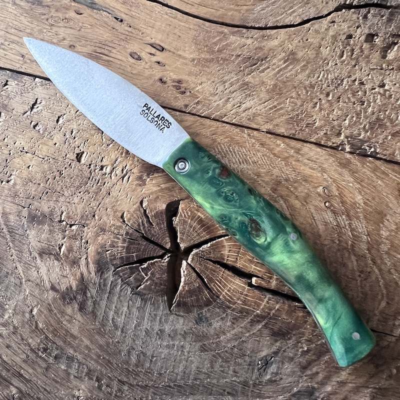 COUTEAU PALLARES PLIANT BUSA BOIS STABILISE VERT CARBONE 00004